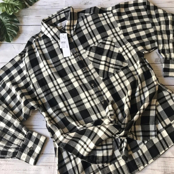 Topshop Check Murphy Button Down Shirt Size 4-6 NWT - Picture 5 of 9